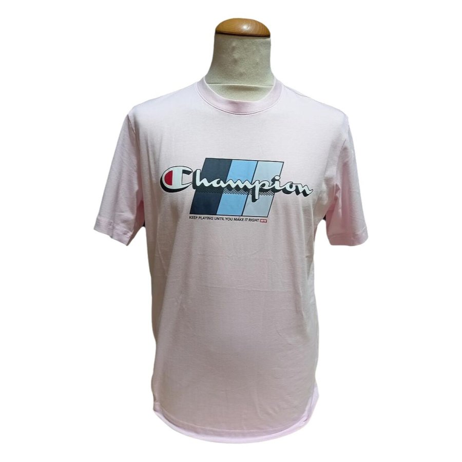 Kort�rmet T-shirt til M�nd Champion CHAMPION SS TEE 221219 BSP Pink #1