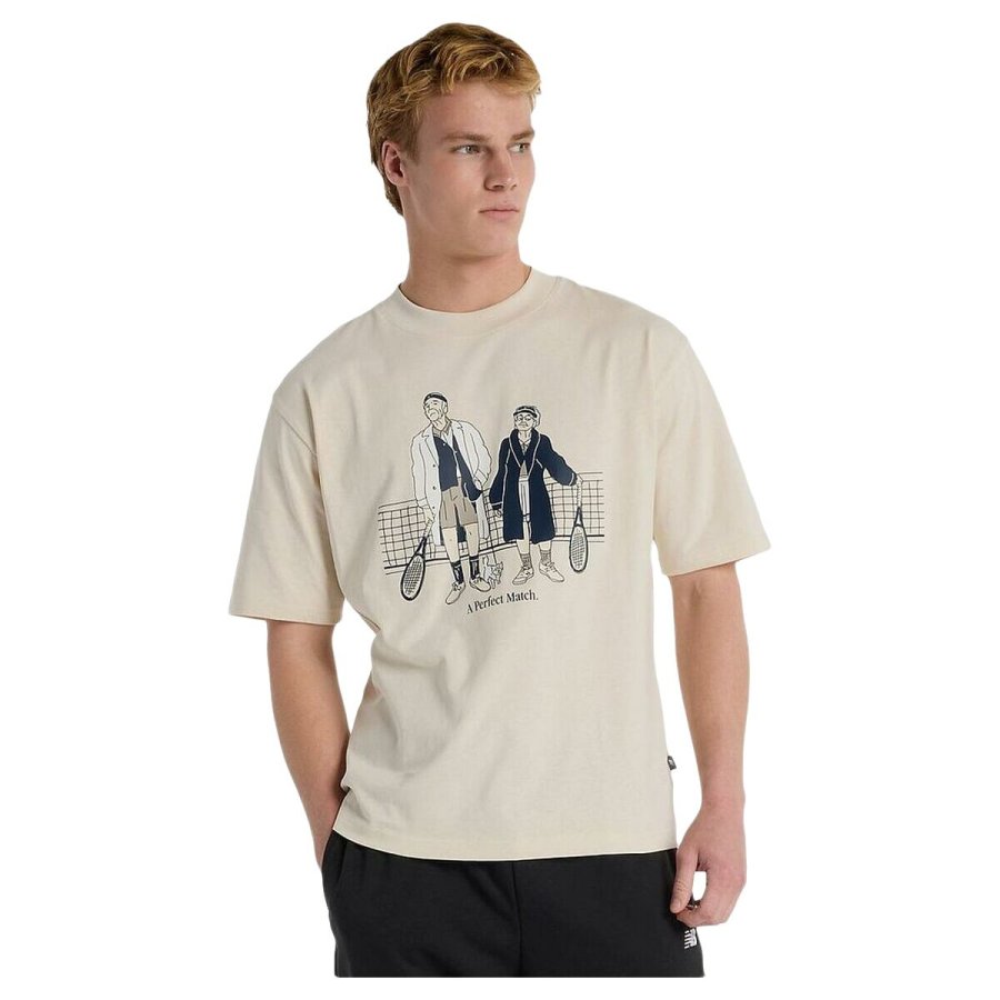 Kort�rmet T-shirt til M�nd New Balance Perfect Match Tennis T Shirt  MT51412 LIN Hvid #1