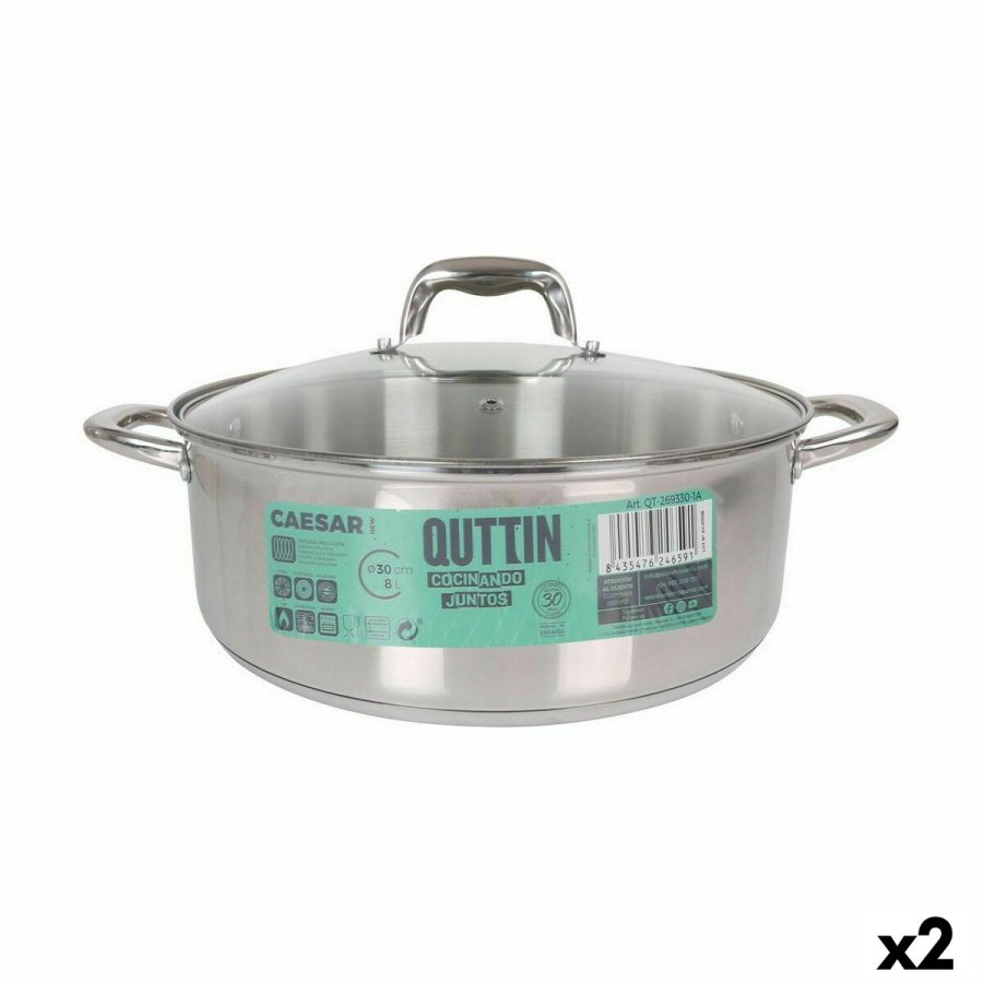 Gryde Med Glaslg Quttin Caesar Stl  30 x 11,5 cm (2 enheder) #1