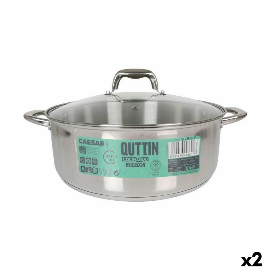Gryde Med Glaslg Quttin Caesar Stl  32 x 12,5 cm (2 enheder) #1