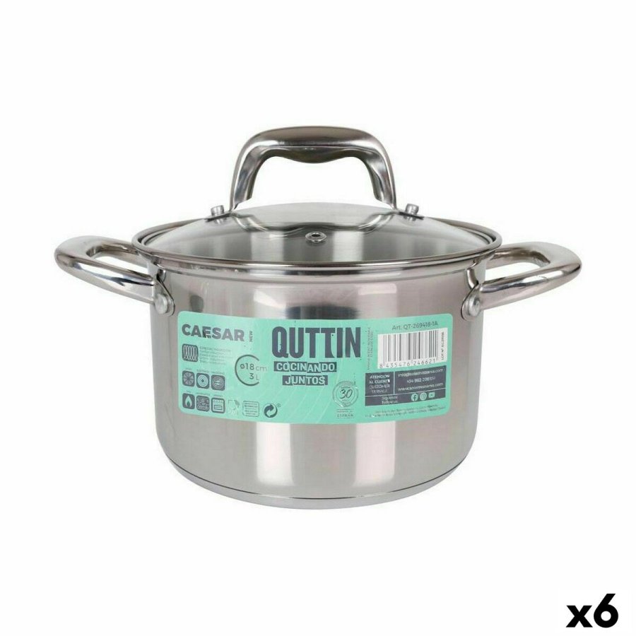 Gryde med Glaslg Quttin Caesar Stl  18 x 12,5 cm (6 enheder) #1