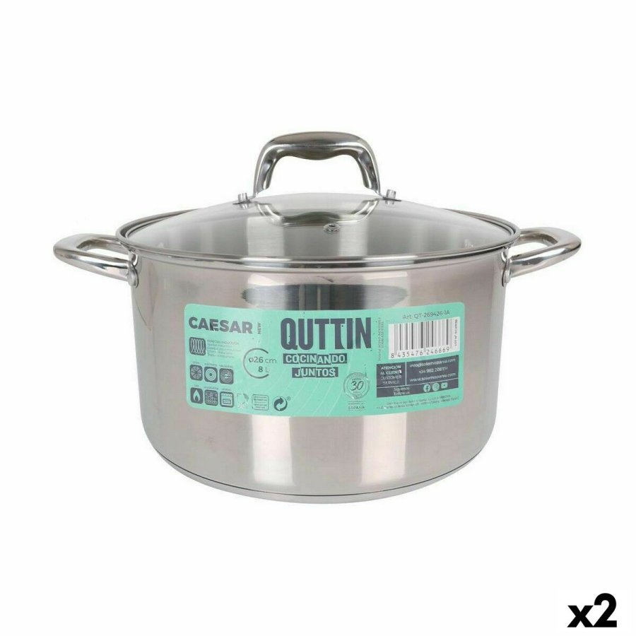 Gryde med Glaslg Quttin Caesar Stl  26 x 15,5 cm (2 enheder) #1