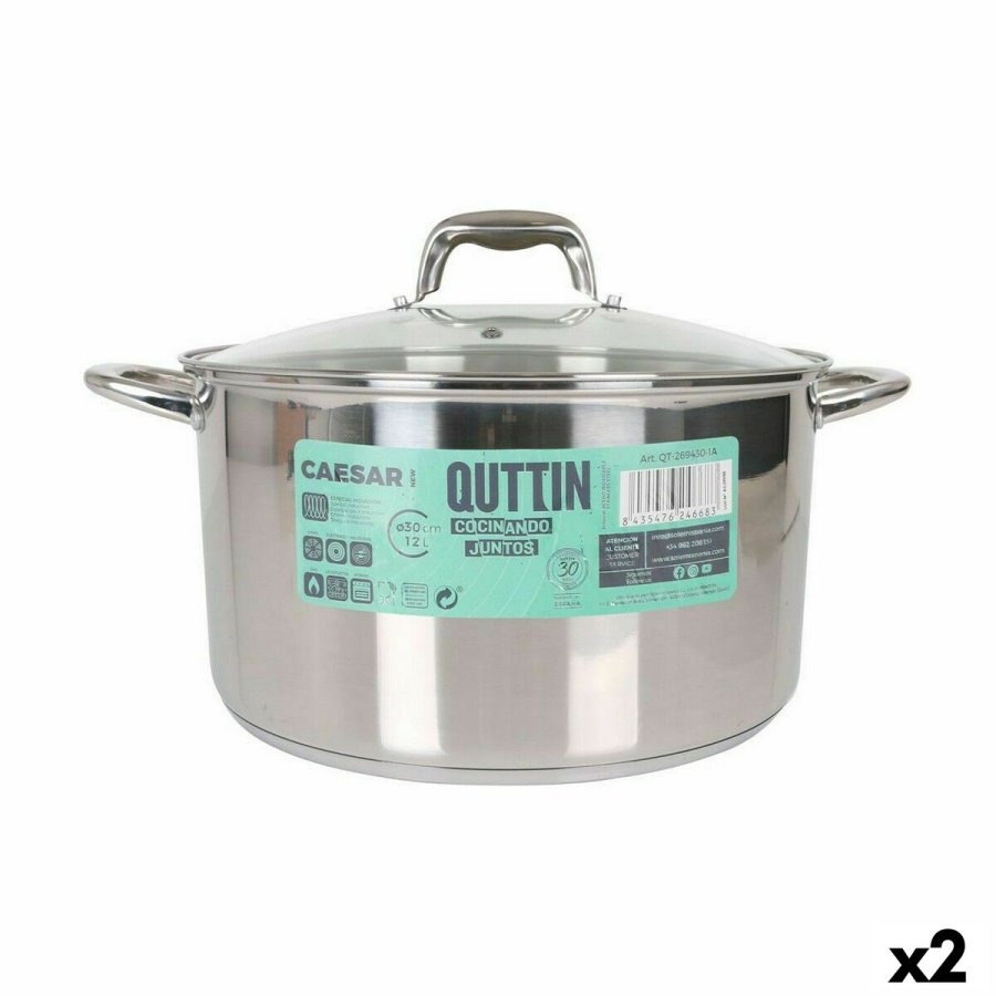 Gryde med Glaslg Quttin Caesar Stl  30 x 17,5 cm (2 enheder) #1
