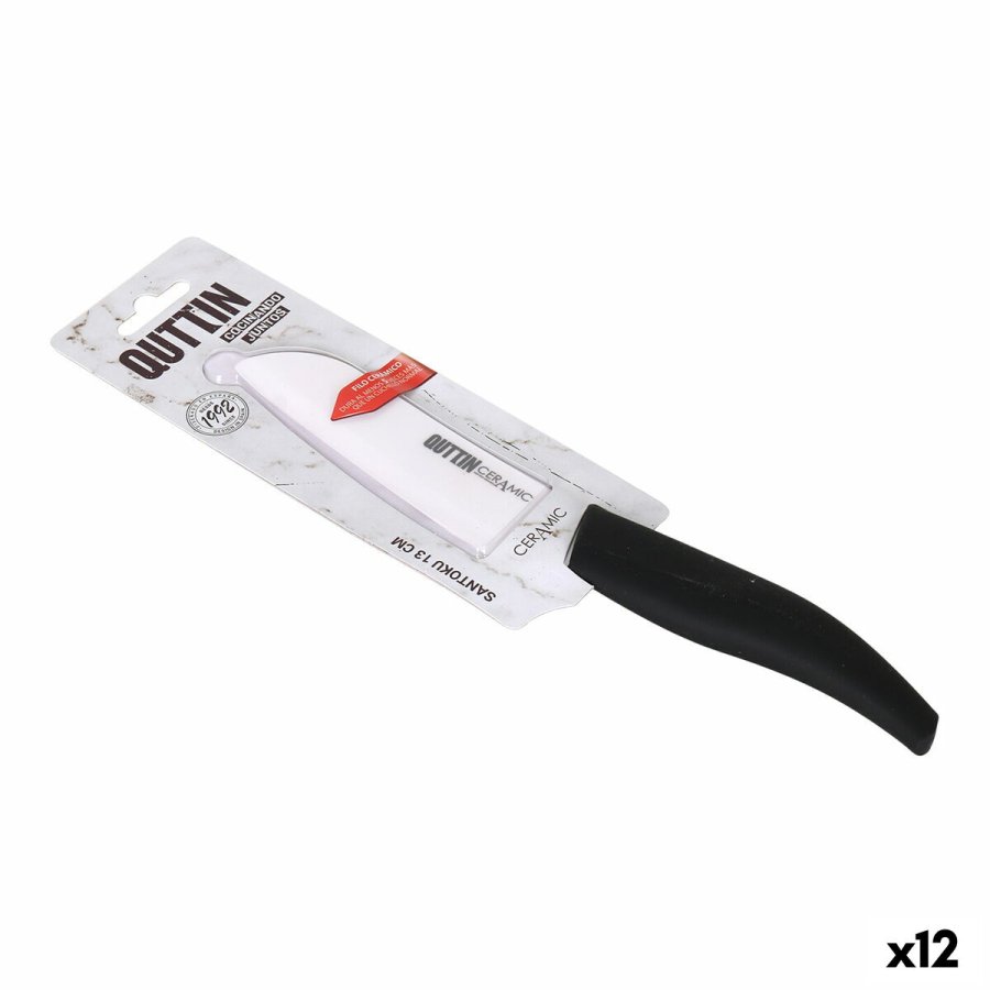 Kkkenkniv Quttin Santoku Ceramic Hvid Sort 13 cm (12 enheder) #1