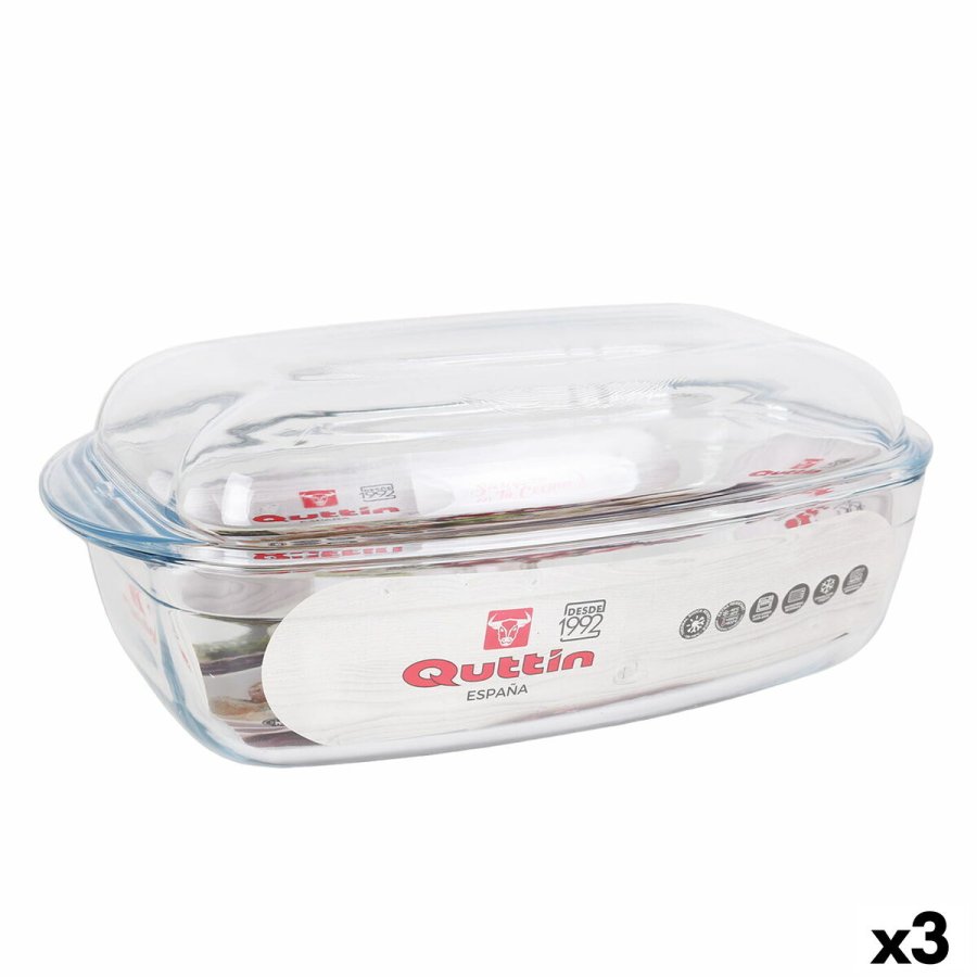 Gryde Med Lg Quttin   Gennemsigtig 6,7 l Glas 37 x 22 x 14,1 cm (3 enheder) #1