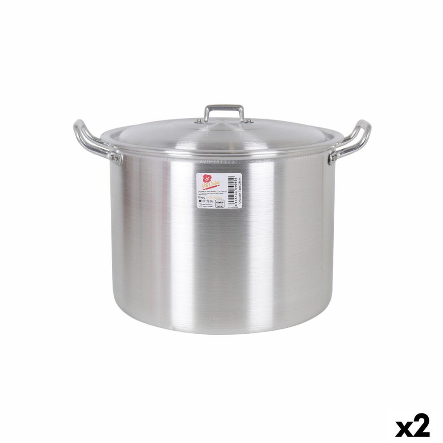 Gryde med lg Aluminium 36 x 30 x 26 cm (2 enheder) #1