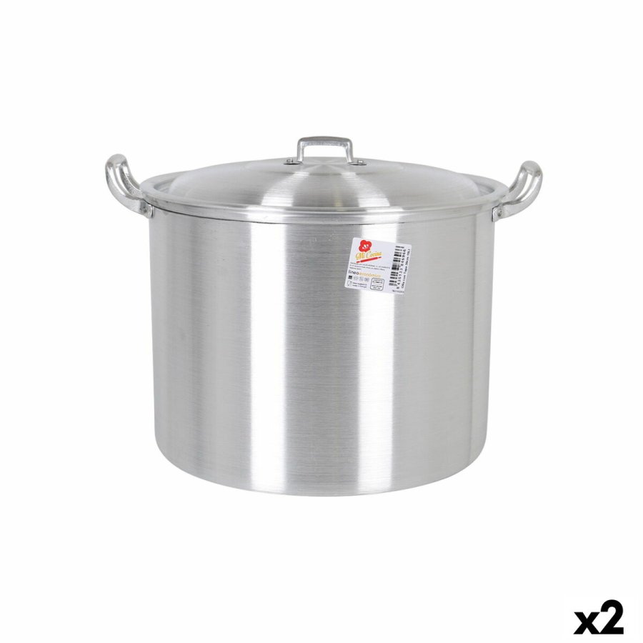 Gryde med lg Aluminium 39 x 33 x 27 cm (2 enheder) #1