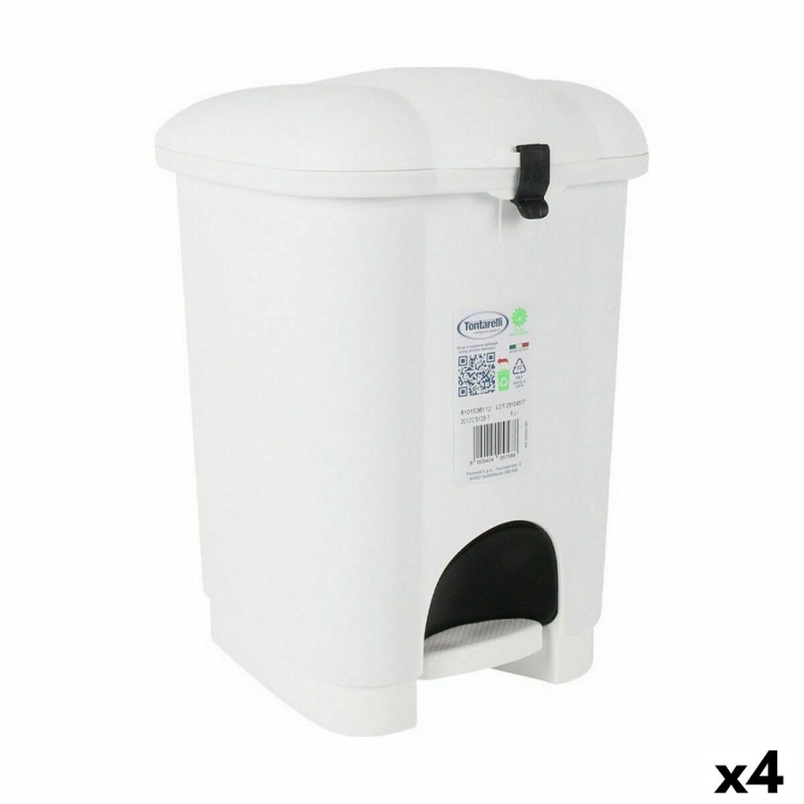 Affaldsspand med pedal Tontarelli Carolina 6 L Hvid 20 x 22,5 x 29,7 cm (4 enheder) #1
