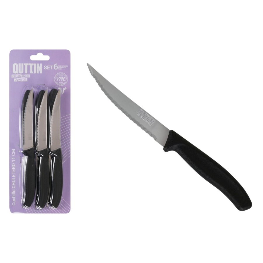 Kdkniv St Quttin Sort Slvfarvet 11 cm 6 Dele (12 enheder) #3