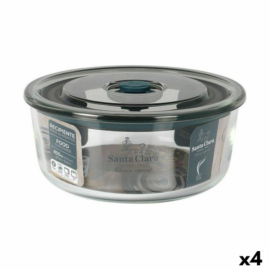 Hermetisk madkasse Santa Clara Gr� 850 ml 15,6 x 6,8 cm (4 enheder) #1