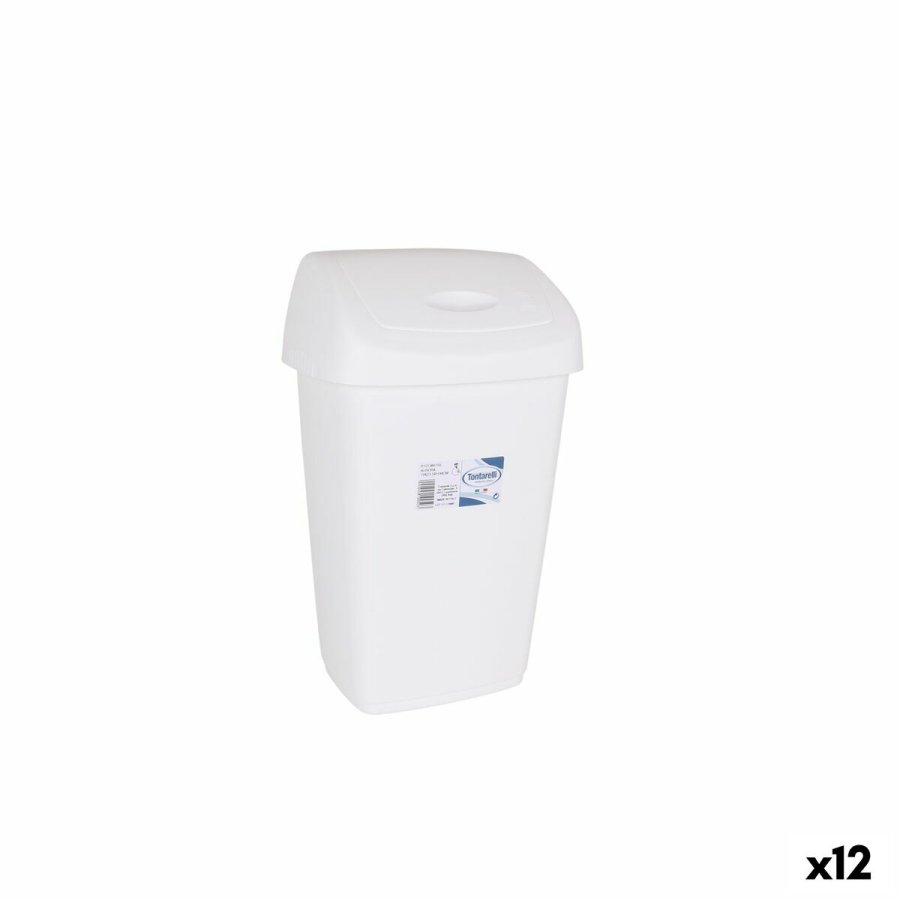 Papirkurv Tontarelli Aurora Hvid 9L Med lg (12 enheder) #1