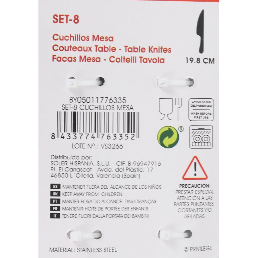 Knivst Privilege Slvfarvet Rustfrit stl 19,8 cm 8 Dele (24 enheder) #10