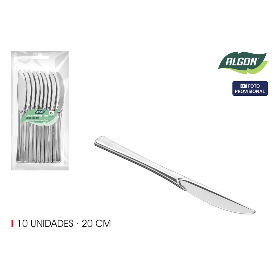 Genanvendeligt knivst Algon Slvfarvet Plastik 20 cm 10 Dele (24 enheder) #10