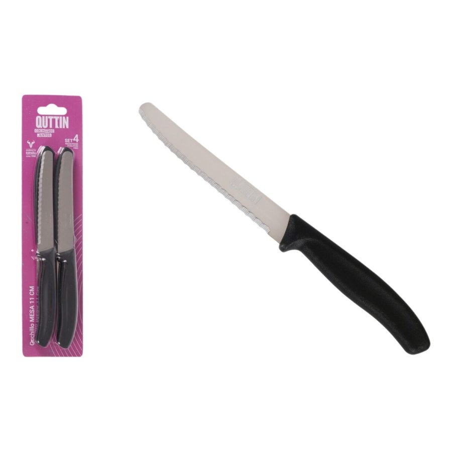 Knivst Quttin Sort Slvfarvet Rustfrit stl 11 cm 4 Dele (18 enheder) #4