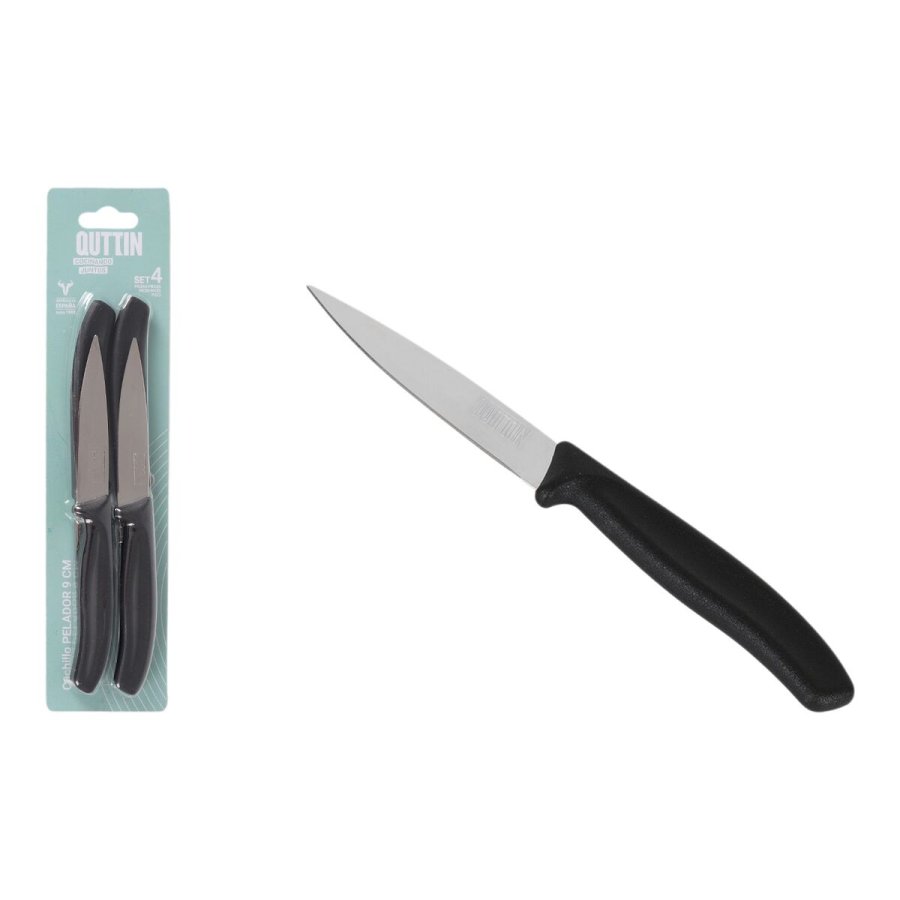 Skrlknivsst Quttin Basic Sort Slvfarvet Rustfrit stl 9 cm 4 Dele (18 enheder) #7