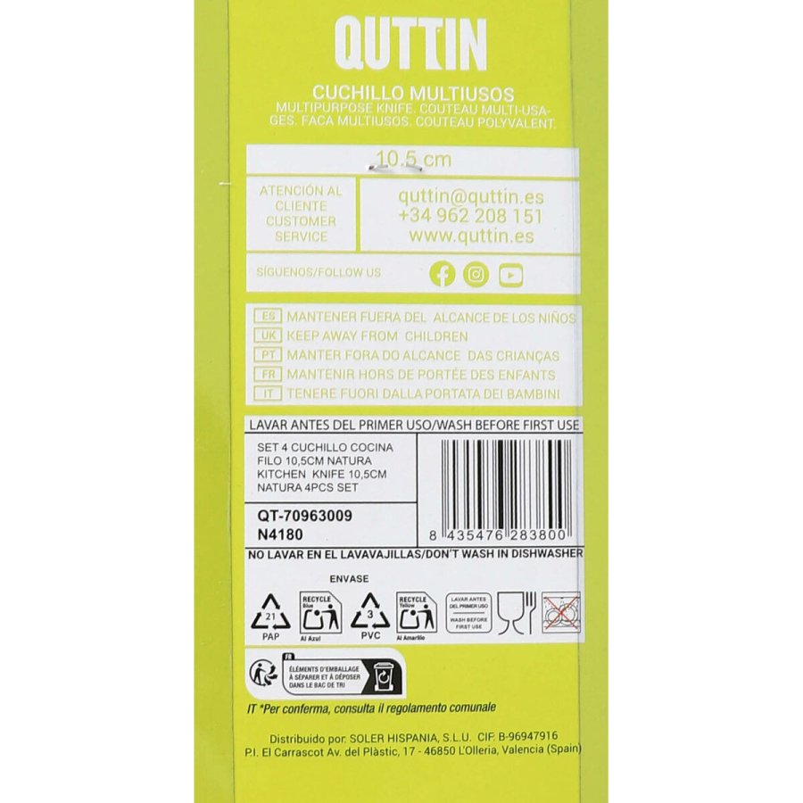 Kkkenkniv Quttin Natura Brun Slvfarvet Rustfrit stl 10,5 cm 4 Dele (12 enheder) #4