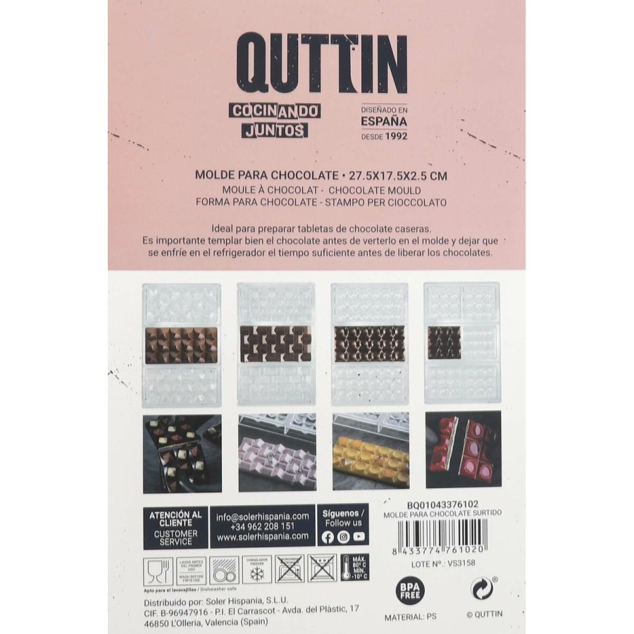 Bageform til bagvrk Quttin CHOCOLATE 27,5 x 17,5 x 2,5 cm (12 enheder) #13