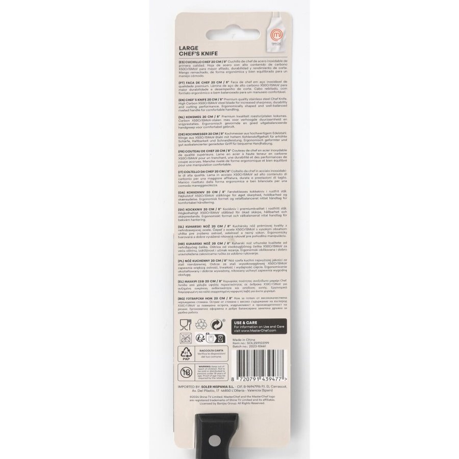Kkkenkniv MasterChef Chef Sort Slvfarvet 20 cm (18 enheder) #7