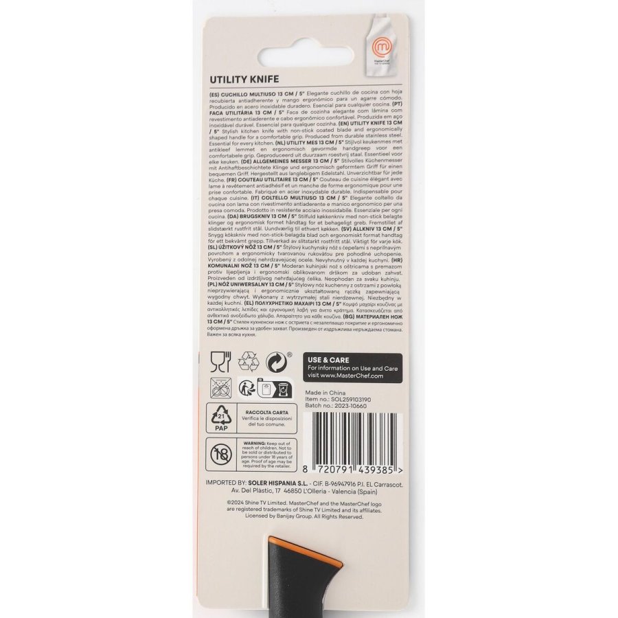 Kkkenkniv MasterChef Sort Slvfarvet 13 cm MULTIFUNKTIONEL (24 enheder) #13
