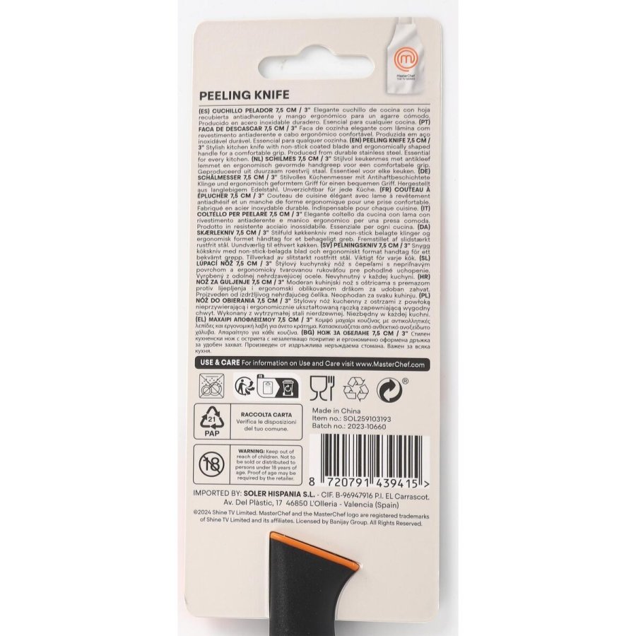 Skrllekniv MasterChef Sort Slvfarvet Rustfrit stl 7,5 cm (24 enheder) #7