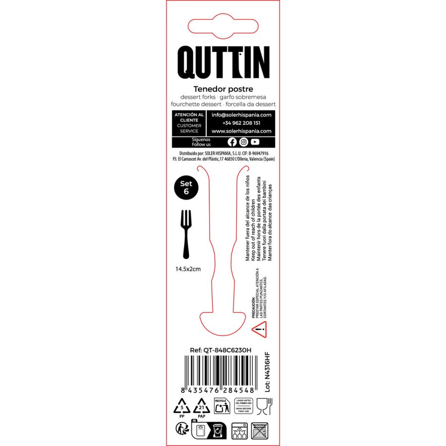 Gaffel Quttin Madrid 14,5 x 2 x 1 cm 6 Dele (12 enheder) #10
