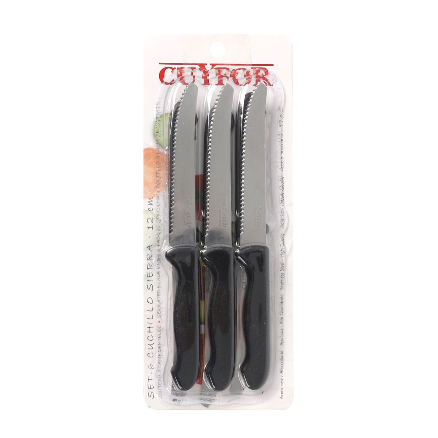 Kdkniv St Cuyfor Sort Slvfarvet 12 cm 6 Dele (24 enheder) #4