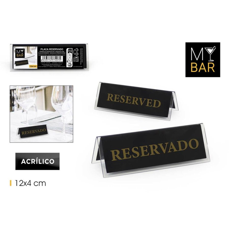 Identifikationsplade My Bar RESERVADO / RESERVED 12 x 4 cm 2 mm 24 enheder #4
