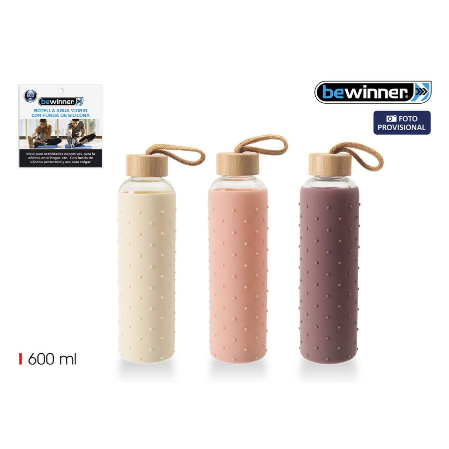 Vandflaske Bewinner Glas Silikone 600 ml (24 enheder) #2