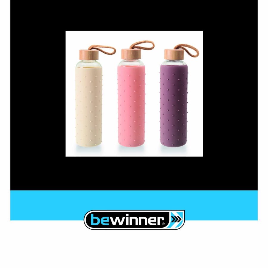 Vandflaske Bewinner Glas Silikone 600 ml (24 enheder) #5