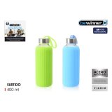 Vandflaske Bewinner Glas Silikone 400 ml 7 x 7 x 19,8 cm (24 enheder) #2