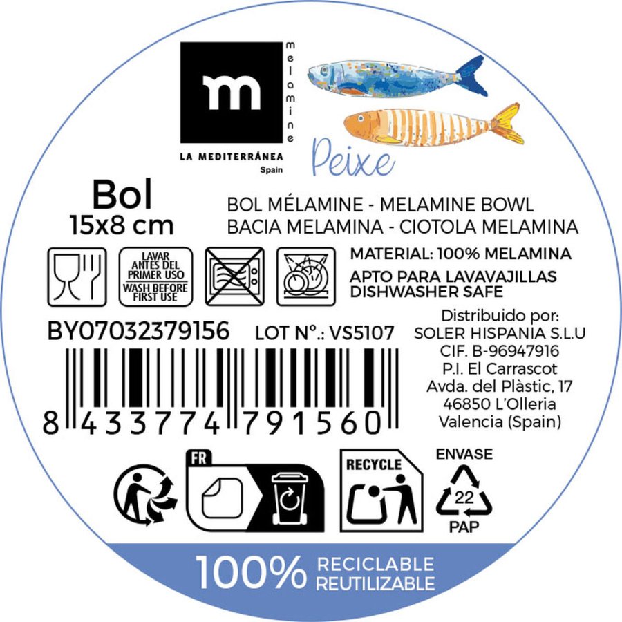 Sk�l La Mediterr�nea Peixe 15 x 8 cm (24 enheder) #3