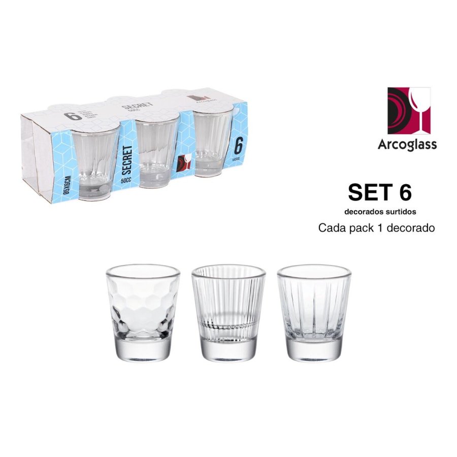 S�t med shots glas Arcoglass Secret 50 ml 6 Dele (18 enheder) #2