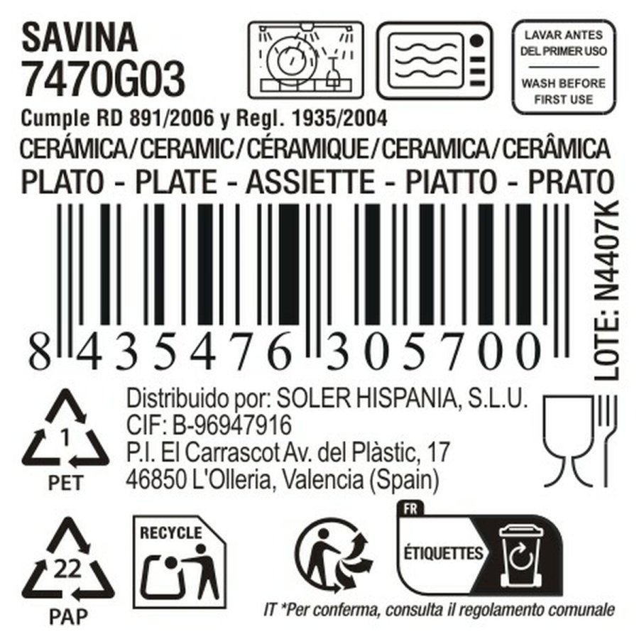 Flad Plade La Mediterr�nea Savina � 21 x 3 cm (12 enheder) #3