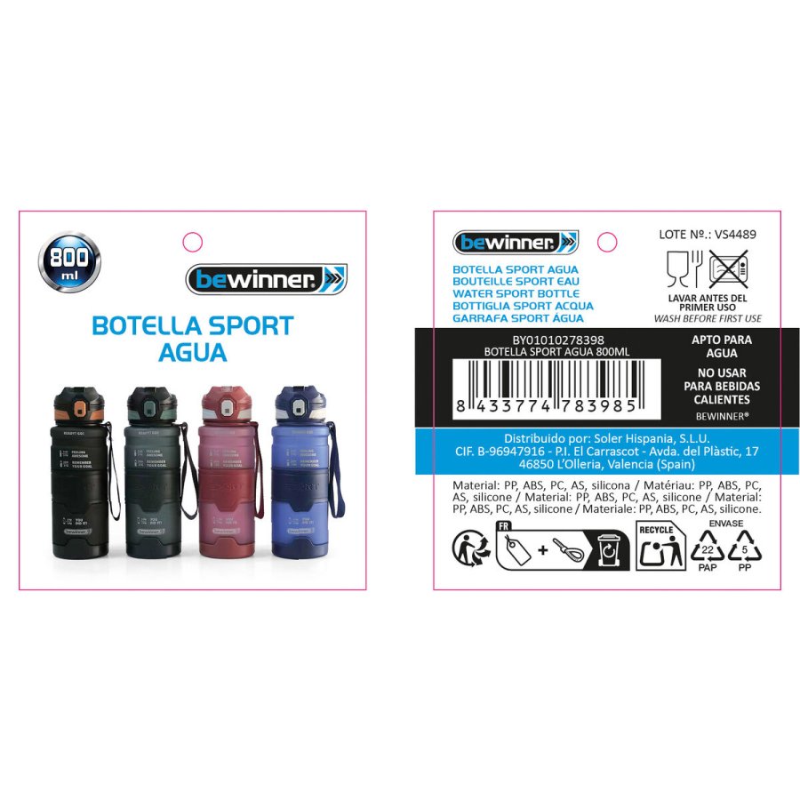 Vandflaske Bewinner 800 ml 8 x 28,3 cm (12 enheder) #3