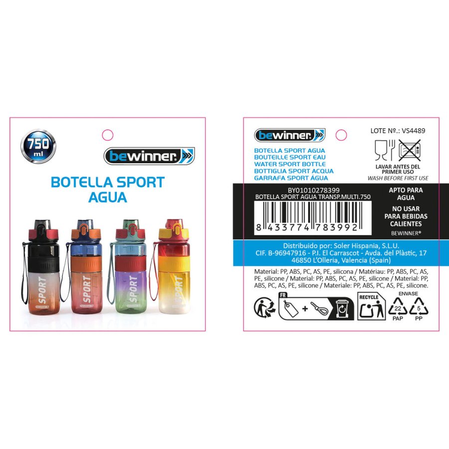 Vandflaske Bewinner 0,75 L 7,6 x 27,5 cm (12 enheder) #5