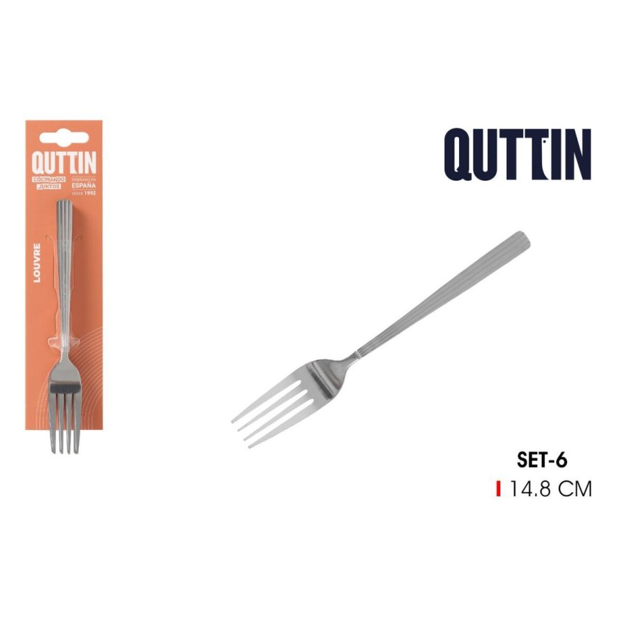 St med dessertgafler Quttin LOUVRE Slvfarvet 1,5 mm 14,8 x 3,2 cm 6 Dele (12 enheder) #2