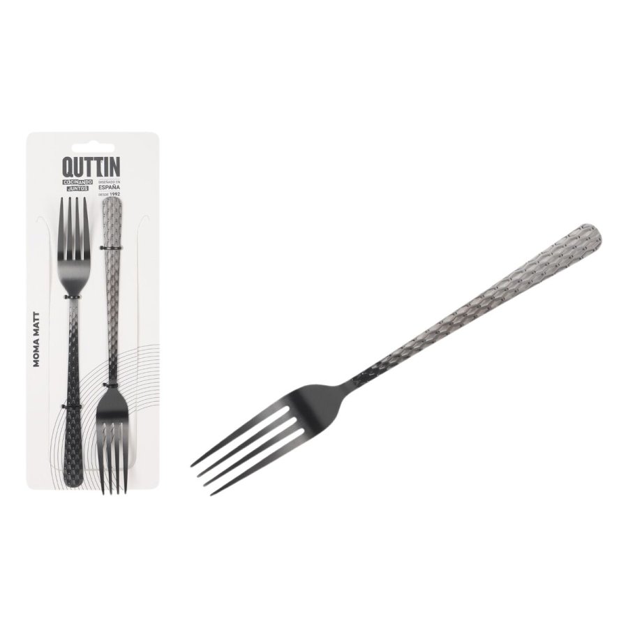 St med Gafler Quttin MOMA Sort 20,5 x 2,4 cm 2 Dele (12 enheder) #1