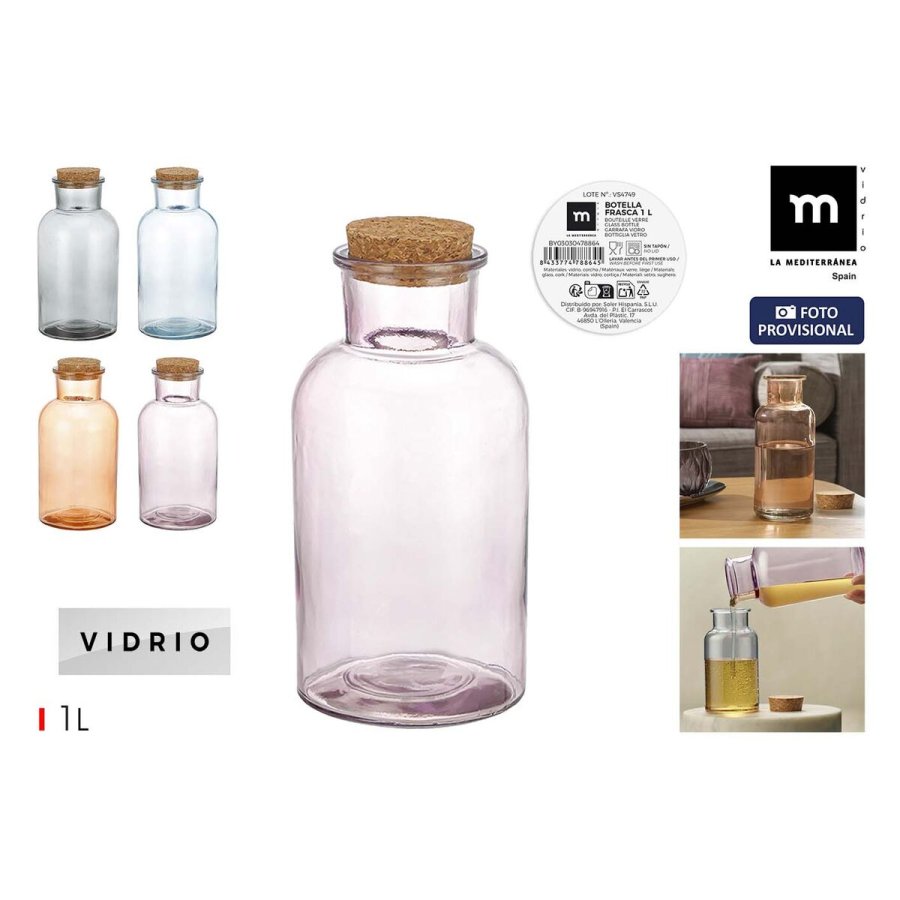 Glasflaske La Mediterr�nea Kork Glas 1 L (12 enheder) #2