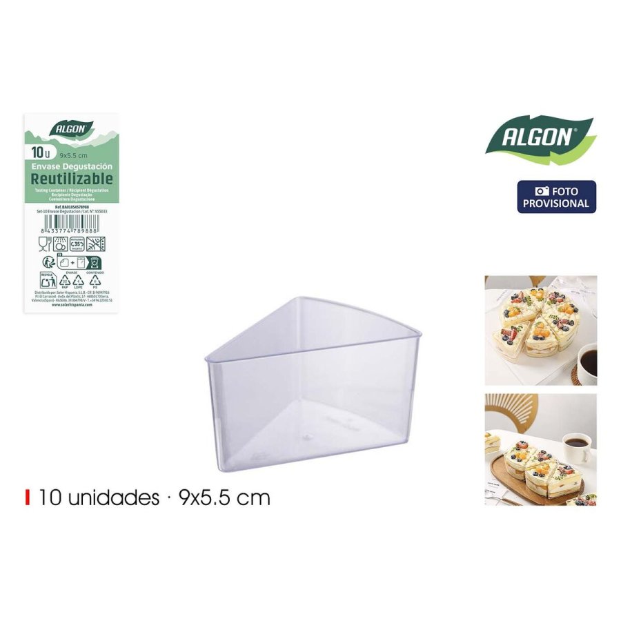 S�t af genanvendelige sk�le Algon Gennemsigtig Plastik 9 x 5,5 cm 10 Dele (24 enheder) #7