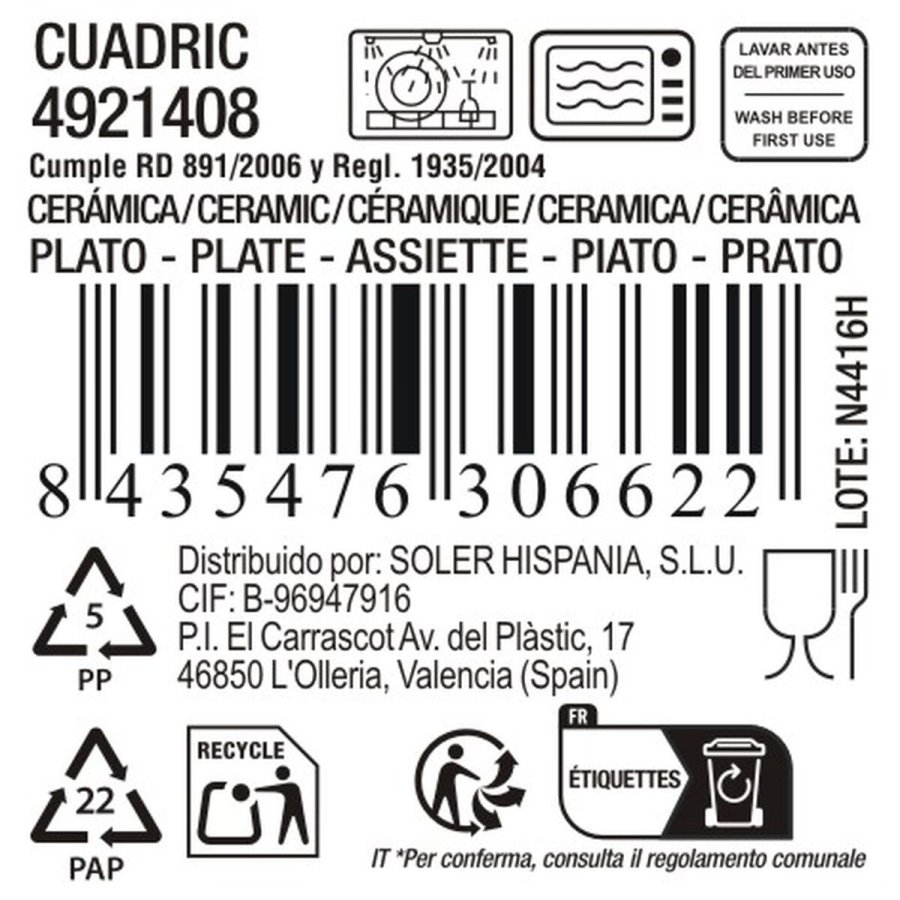 Flad Plade La Mediterr�nea Cuadric Keramik � 21 cm (12 enheder) #4