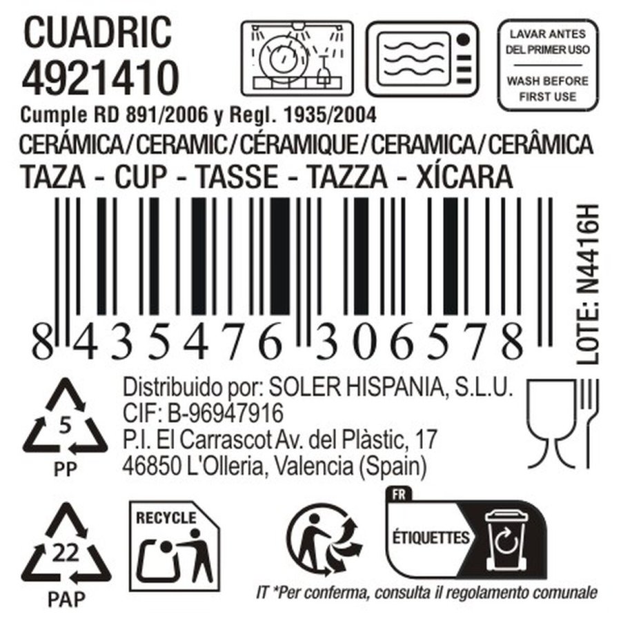 Skodelica La Mediterr�nea Cuadric 100 ml Keramik (24 enheder) #4