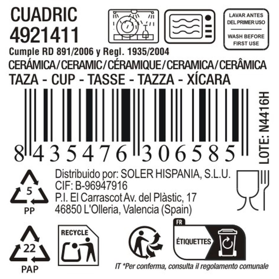 Skodelica La Mediterr�nea Cuadric 220 ml Keramik (24 enheder) #4