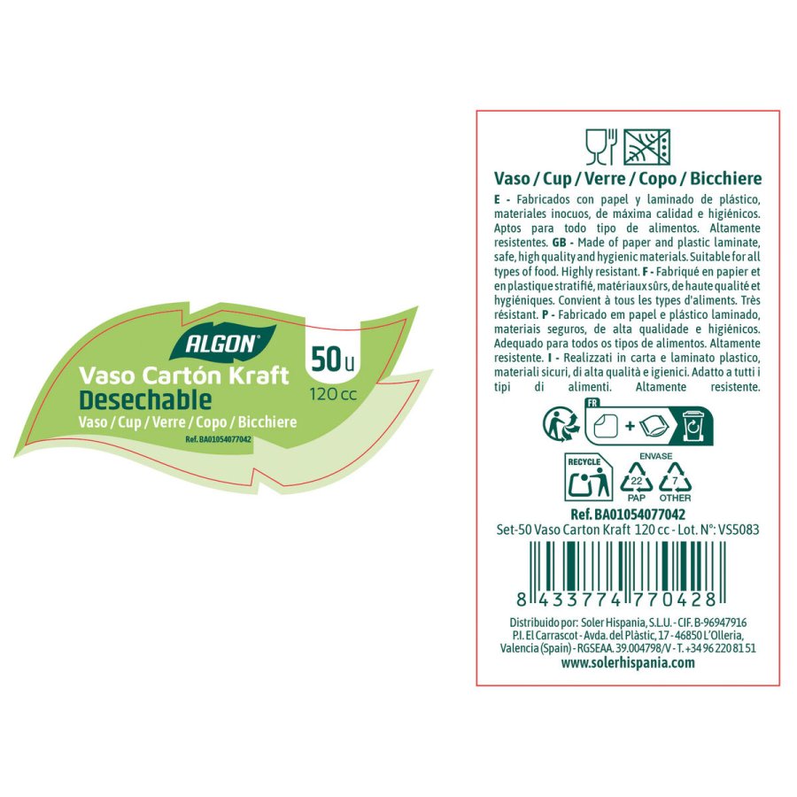 Glass�t Algon Brun Pap 120 ml 50 Dele (18 enheder) #7