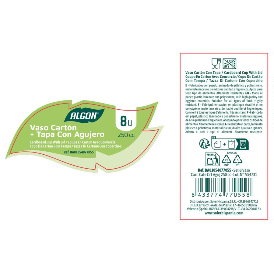 Glass�t Algon Brun Pap 250 ml 8 Dele (18 enheder) #6