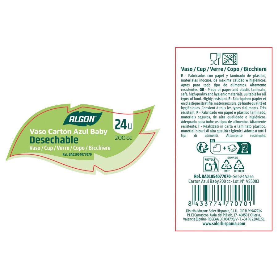 Glass�t Algon Bl� Pap 200 ml 24 Dele (18 enheder) #6