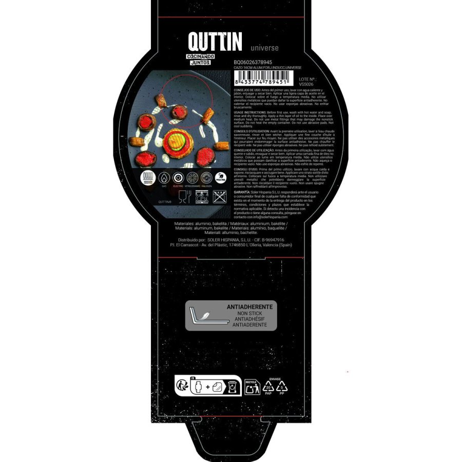 Kasserolle Quttin UNIVERSE Sort Aluminium � 16 cm 16 x 7,5 cm (6 enheder) #6