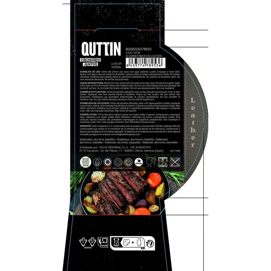 Kasserolle Quttin LEATHER Brun Sort Aluminium � 16 cm (6 enheder) #6