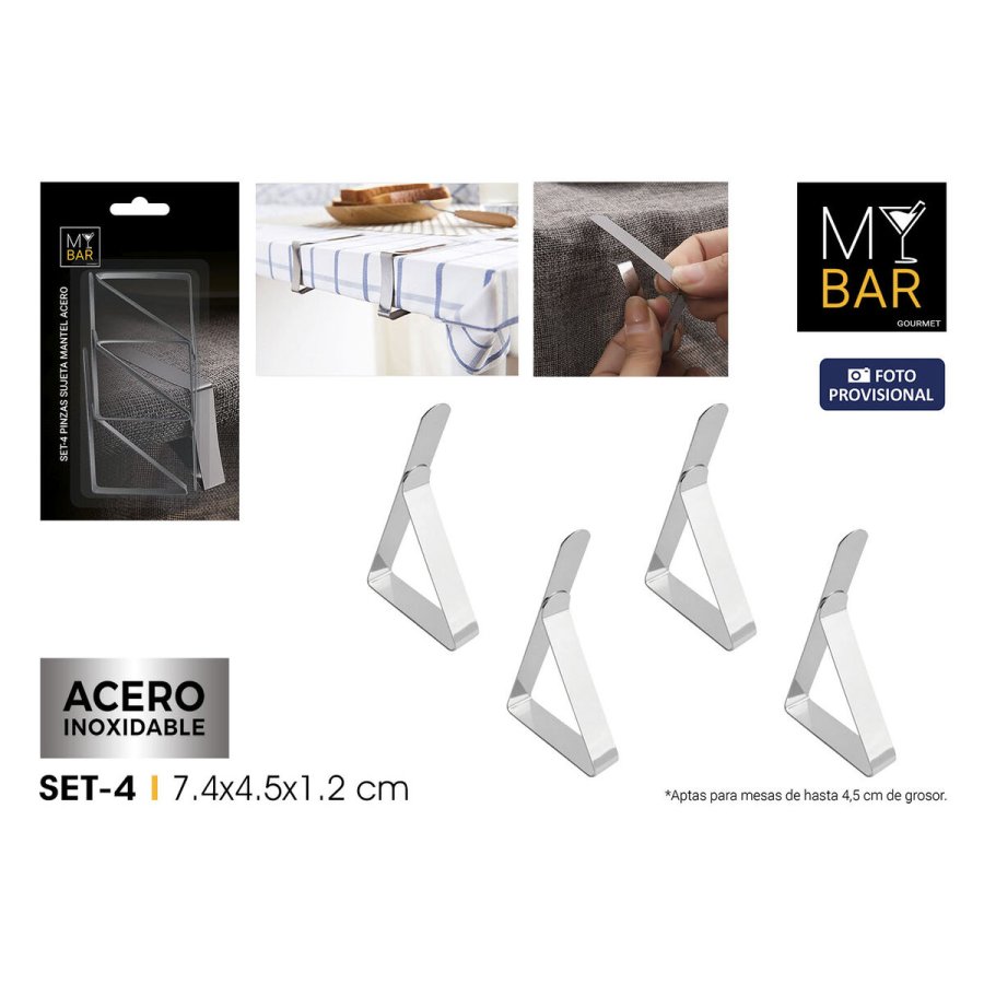Borddug Clip My Bar S�lvfarvet 7,4 x 4,5 x 1,2 cm 4 Dele (24 enheder) #5