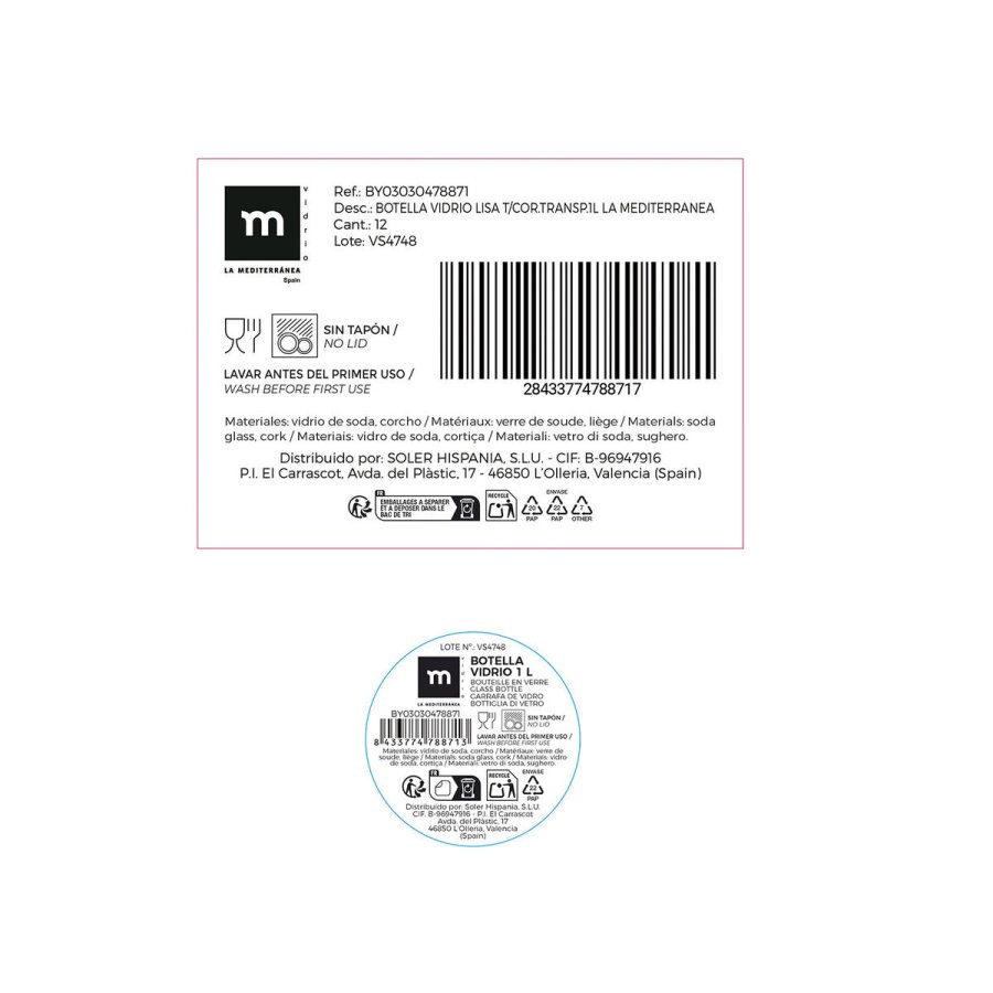 Glasflaske La Mediterr�nea Gennemsigtig Glas 1 L (24 enheder) #7