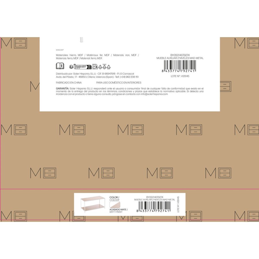 Sofabord MobleKit Hvid Brun 78 x 38 x 38 cm Tr� (3 enheder) #6